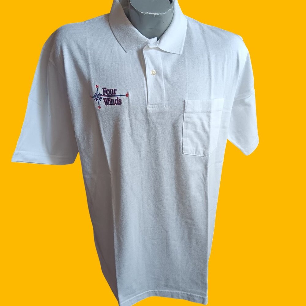 Vintage Polo Shirt Large Four Winds Aircraft Colorado Aviation Embroidered Logo